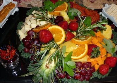 Close-up photo of a very colorful fruit and cheese tray