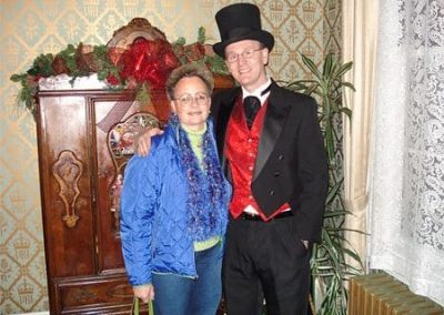 Doug McMain in regal Victorian attire. With top hat.