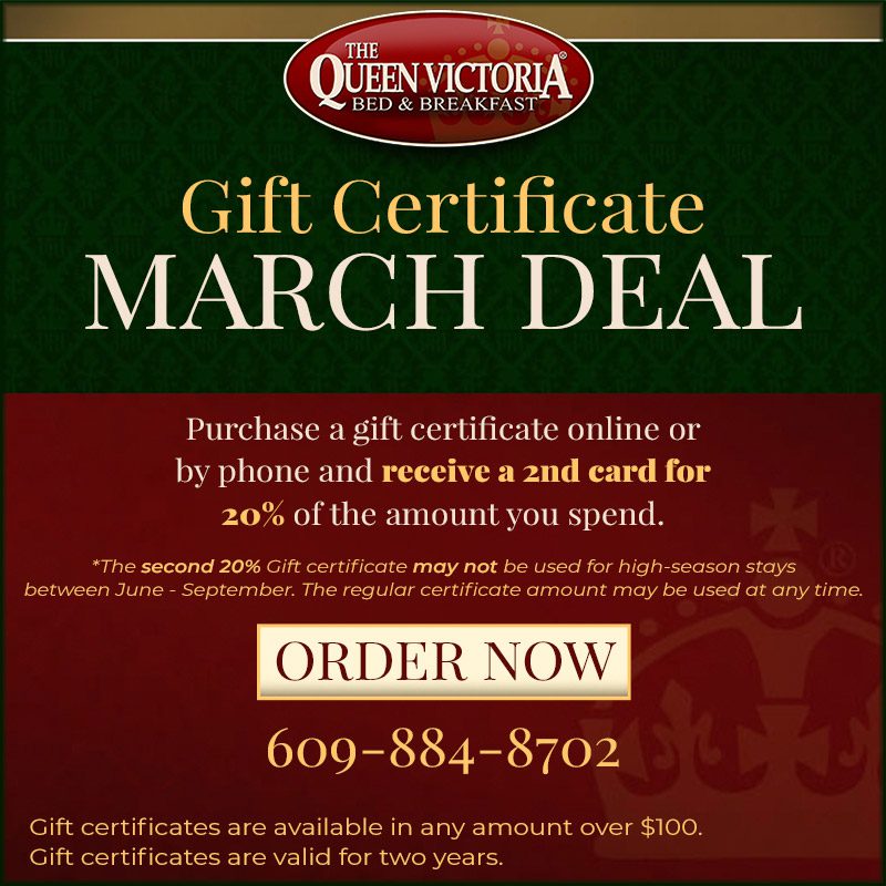 Gift certificate sale. Save 20% through March 31, 2024