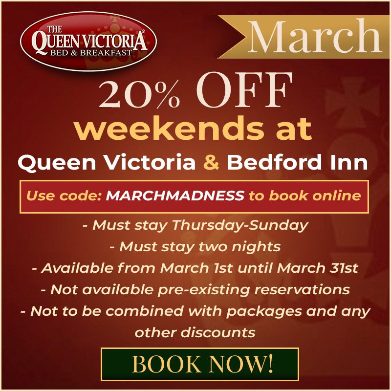 The Queen Victoria in Cape May is offering 20% off all weekend stays through April 30,2025